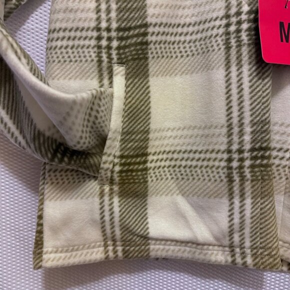 Womens Size Medium Plaid Fleece Hoodie Jacket With Zip-Up Closure & Front Pocket - Picture 4 of 12